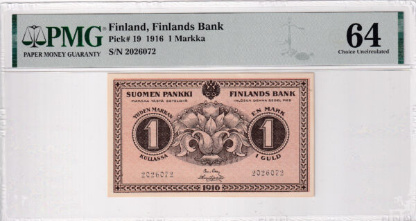 Finnland 1 Markka 1916 Pick P-19 UNC Vorderseite