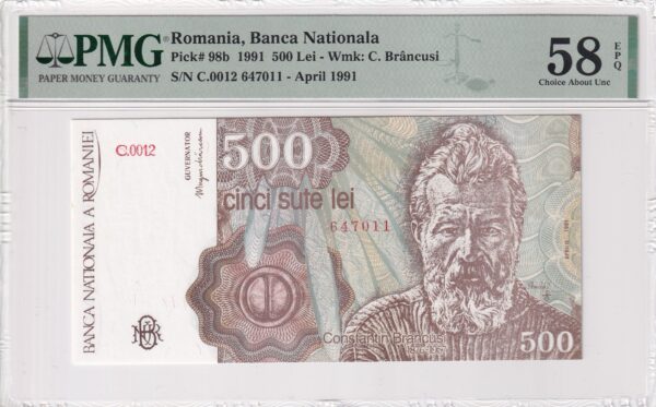 Rumänien 500 Lei 1991 Pick Pick 98b UNC Vorderseite