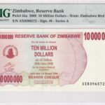 Simbabwe 10000000 Dollar 2008 Pick Pick# 55a UNC Vorderseite