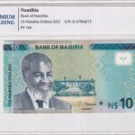 Namibia 10 Namibia Dollar 2021 Pick P# 16b UNC Vorderseite