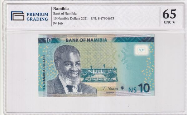 Namibia 10 Namibia Dollar 2021 Pick P# 16b UNC Vorderseite