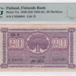Finnland 20 Markkaa 1939 Pick P.71a UNC Vorderseite
