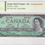 Kanada 1 Dollar 1967 Pick Pick 84a AU (Choice About Unc) Vorderseite