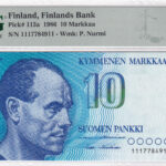 Finnland 10 Markkaa 1986 Pick P-113a AU/UNC (PMG 58 EPQ - Choice About Unc) Vorderseite