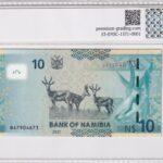 Namibia 10 Namibia Dollar 2021 Pick P# 16b UNC Rückseite