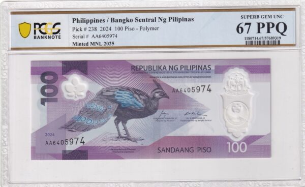 Philippinen 100 Piso 2024 Pick Pick 238 UNC Vorderseite
