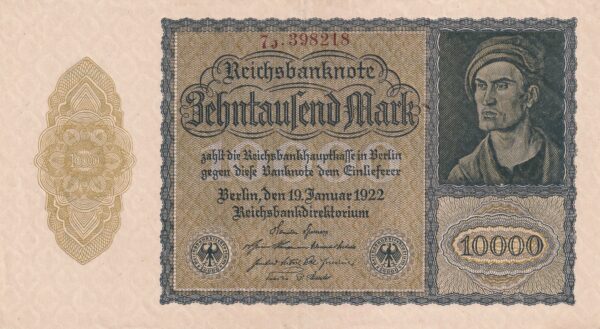 Deutsches Reich 10000 Mark 1922 Pick Pick 72 Vorderseite