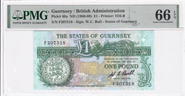 Guernsey 1 Pfund ND (1980-89) Pick Pick 48a UNC Vorderseite