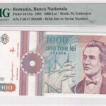 Rumänien 1000 Lei 1991 Pick Pick 101Aa UNC Vorderseite
