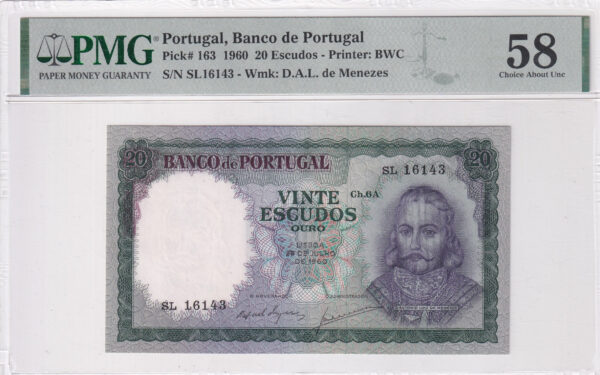 Portugal 20 Escudos 1960 Pick Pick 163 Choice About UNC Vorderseite