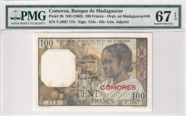 Komoren 100 Francs 1963 Pick Pick 3b UNC Vorderseite