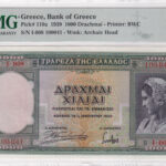 Griechenland 1000 Drachmai 1939 Pick Pick 110a UNC Vorderseite
