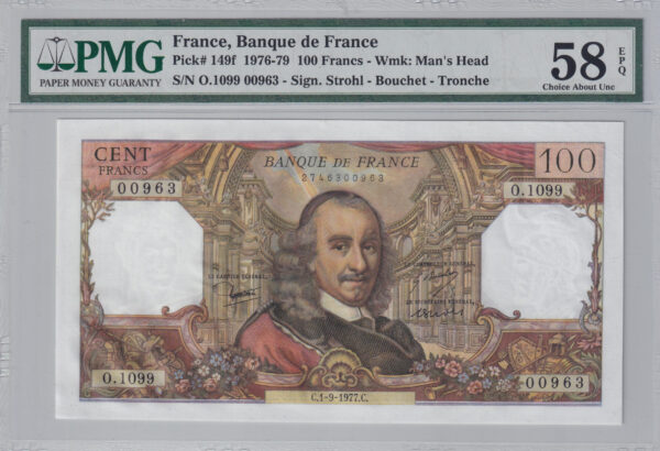 Frankreich 100 Francs 1977 Pick Pick #149 UNC Vorderseite