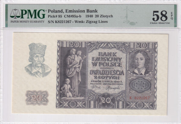 Polen 20 Zloty 1940 Pick Pick 95 UNC Vorderseite
