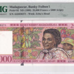 Madagaskar 25000 Francs 1998 Pick Pick 82 UNC Vorderseite