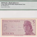 Indonesien 5 Sen 1964 Pick Pick 91r UNC Vorderseite