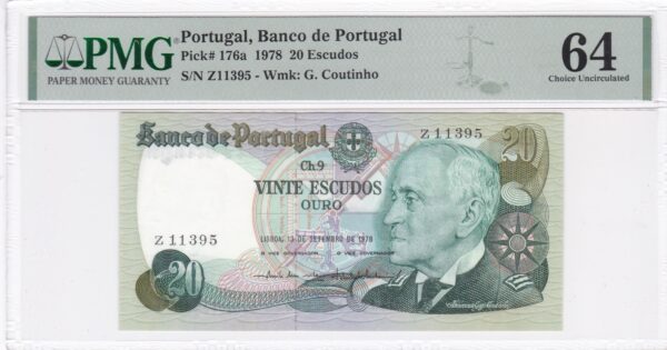 Portugal 20 Escudos 1978 Pick Pick 176a UNC Vorderseite
