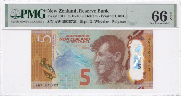Neuseeland 5 Dollar 2015 Pick Pick 191a UNC Vorderseite