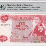 Mauritius 10 Rupee 1967 Pick Pick 31c UNC Vorderseite