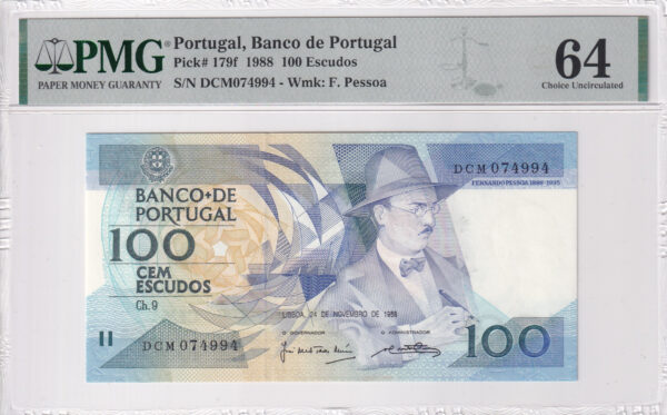 Portugal 100 Escudos 1988 Pick Pick 179f UNC Vorderseite