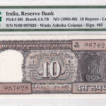 Indien 10 Rupien ND (1985-1990) Pick Pick 60l UNC Vorderseite