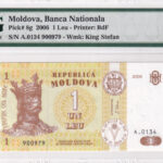 Moldau 1 Leu 2006 Pick P-8g UNC Vorderseite