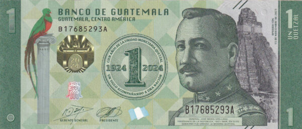 Guatemala 1 Quetzal 2024 Pick P-129 UNC Vorderseite