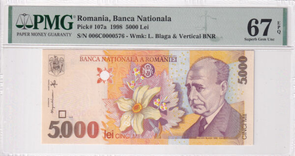 Rumänien 5000 Lei 1998 Pick P-107a UNC Vorderseite