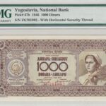 Jugoslawien 1000 Dinara 1946 Pick P-67b UNC Vorderseite