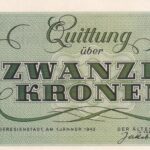 Böhmen und Mähren 20 Kronen 1943 UNC Rückseite