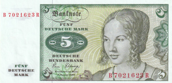 Deutschland 5 Deutsche Mark 1980 Pick Pick 30b UNC Vorderseite