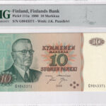 Finnland 10 Markkaa 1980 Pick 111a UNC Vorderseite