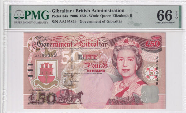Gibraltar 50 Pounds Sterling 2006 Pick P-34a UNC Vorderseite