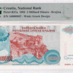 Kroatien 5000000000 Dinara 1993 Pick R27a UNC Vorderseite