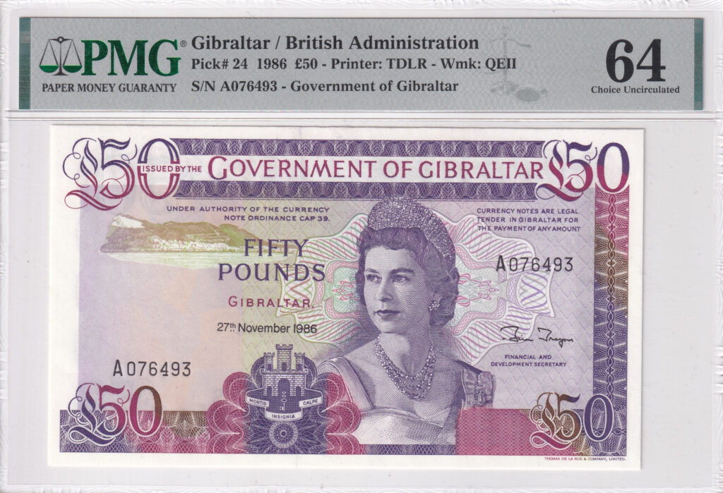 Gibraltar – 50 – Pounds – 1986