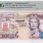 Gibraltar 20 Pounds 2004 Pick 31a UNC Vorderseite