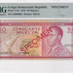 Demokratische Republik Kongo 50 Makuta 1970 Pick 11s2 UNC Vorderseite