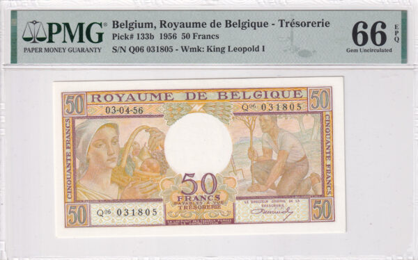 Belgien 50 Francs 1956 Pick 133b UNC Vorderseite