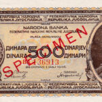 Jugoslawien 500 Dinara 1946 Pick 66 - SPECIMEN UNC Vorderseite