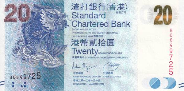 Hongkong 20 Dollars 2012 Pick P-297b UNC Vorderseite