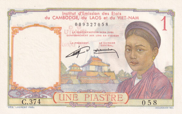 Vietnam 1 Piastre 1953 Pick 92 UNC Vorderseite
