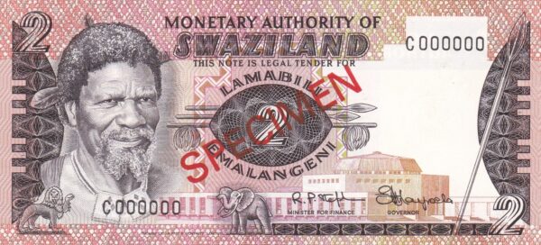 Eswatini 2 Emalangeni 1974 Pick 2s UNC Vorderseite