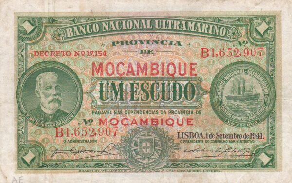 Mosambik 1 Escudo 1941 Pick P-81 VF Vorderseite
