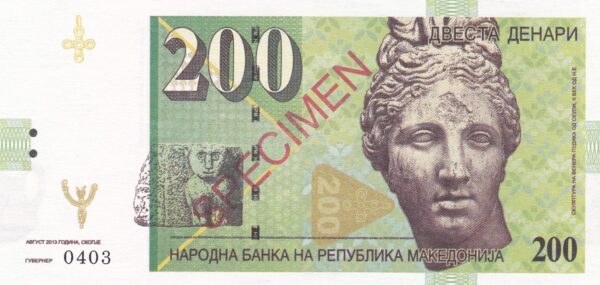 Nordmazedonien 200 Denari 2013 Pick 27 UNC Vorderseite