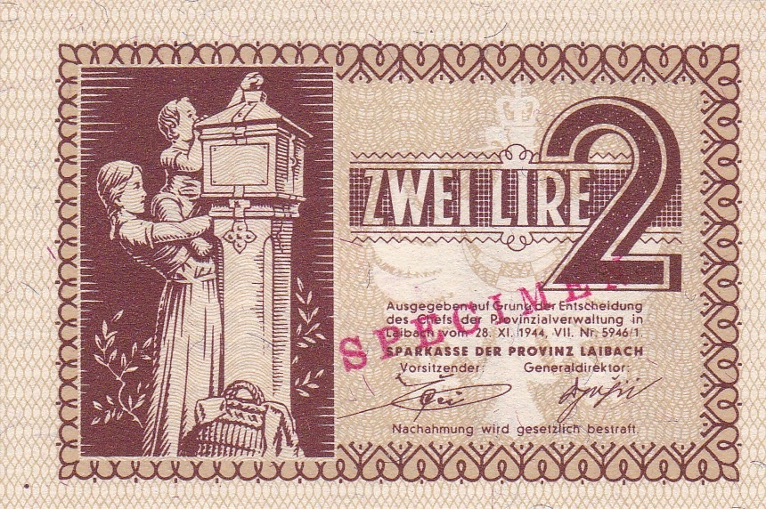 Slowenien – 2 – Lire Specimen – 1944