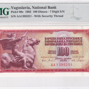 Jugoslawien 100 Dinara 1965 Pick 80c UNC Vorderseite